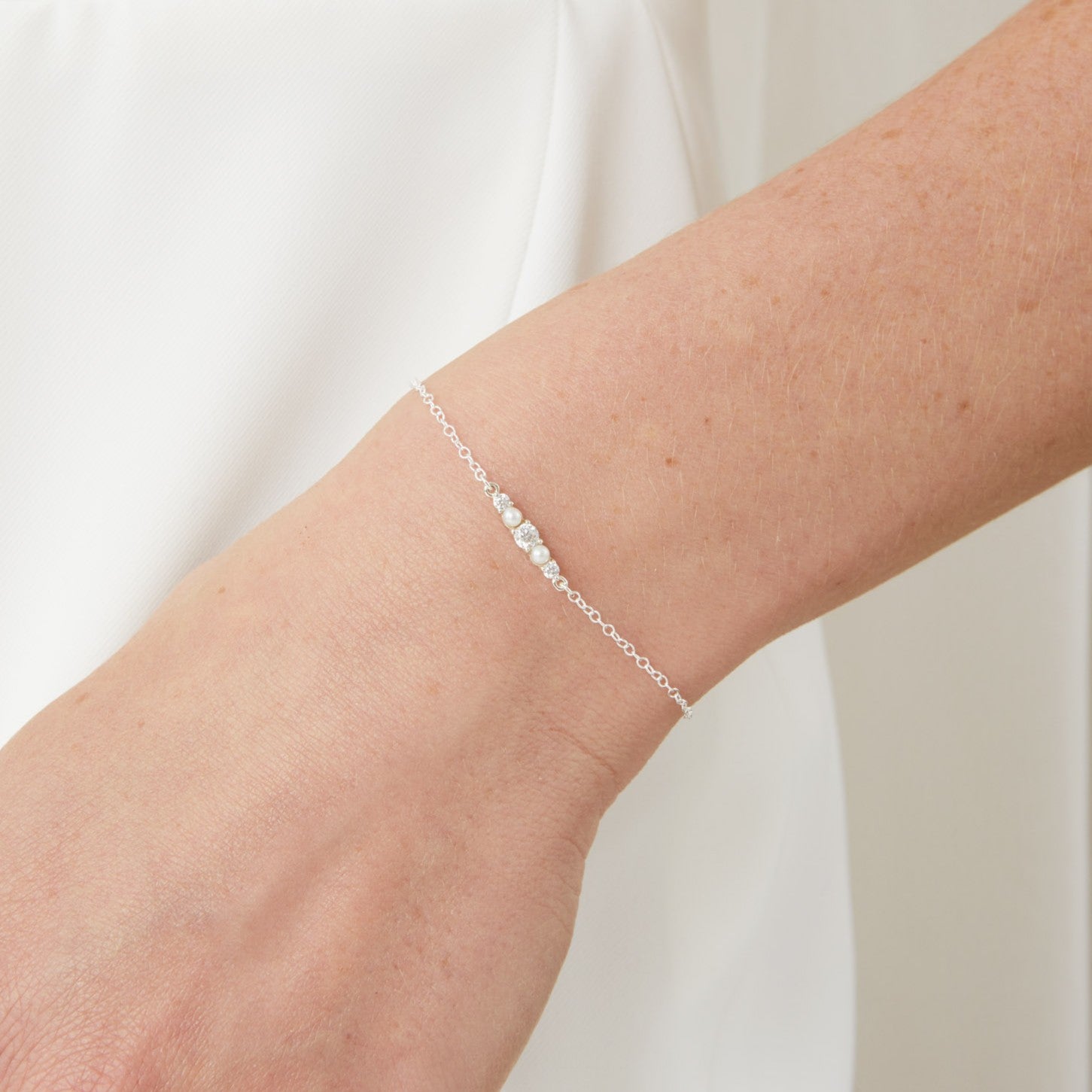 Dainty Pearl and Diamond Bracelet - Haru