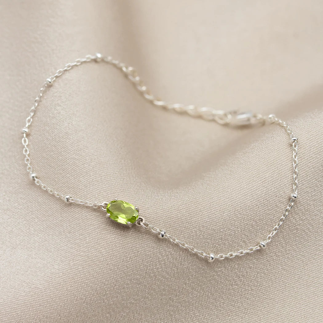 Peridot Oval Gemstone Bracelet