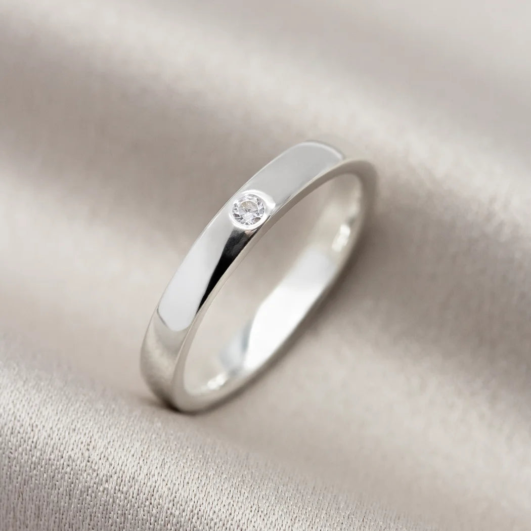 Sterling Silver Single Stone Ring - Della