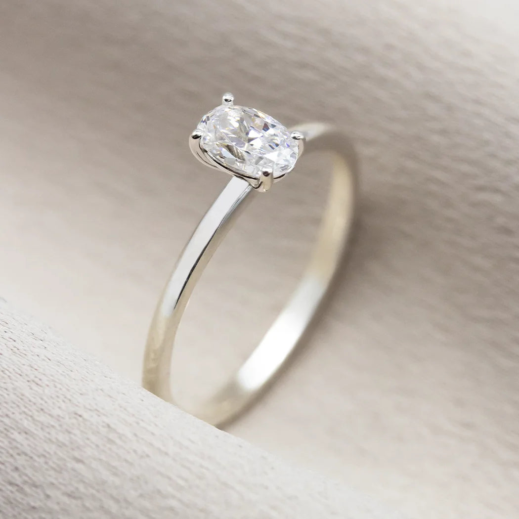 Sterling Silver 0.5ct Oval Engagement Ring - Asha