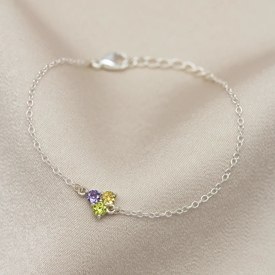 Three Birthstone Charm Bracelet