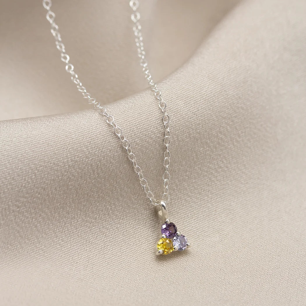 Three Birthstone Charm Necklace