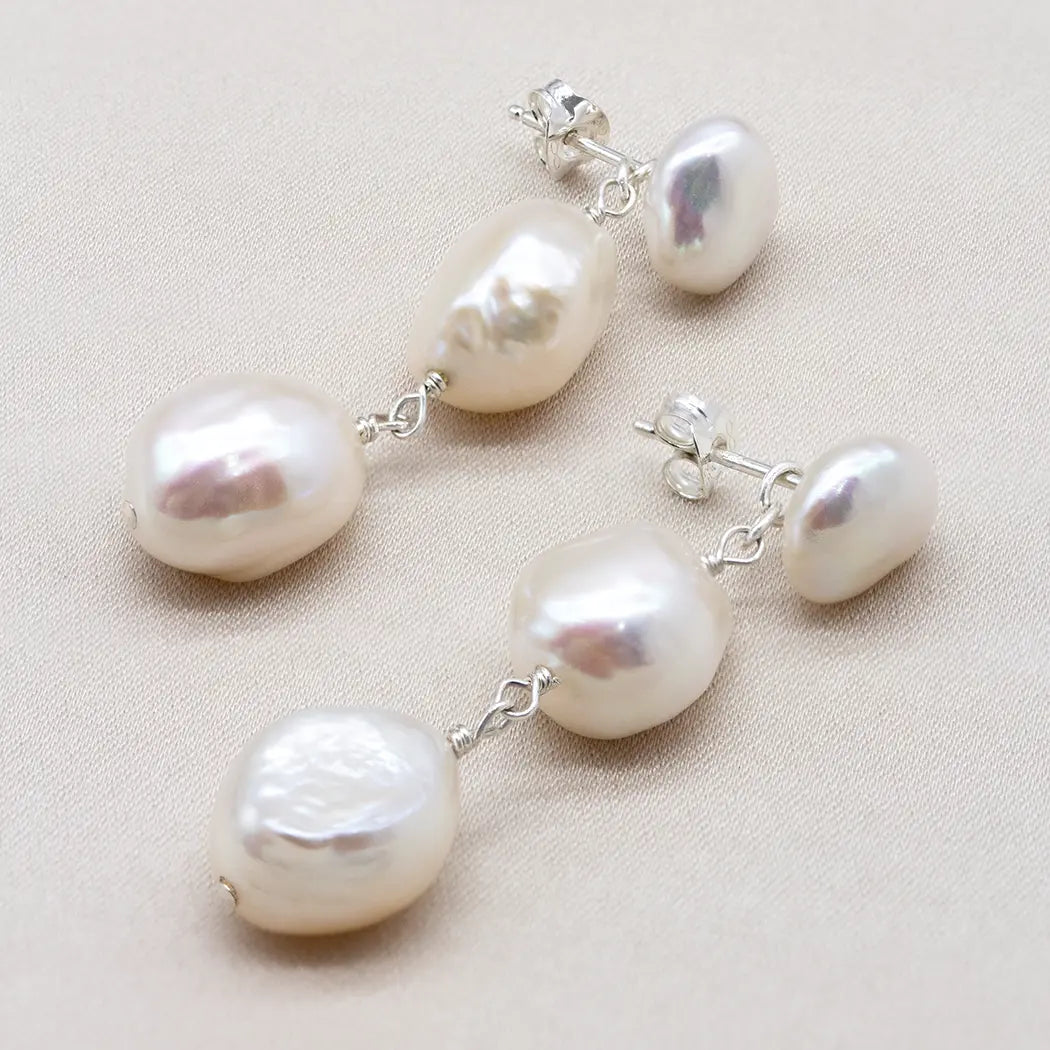 Laila Three Pearl Drop Earrings