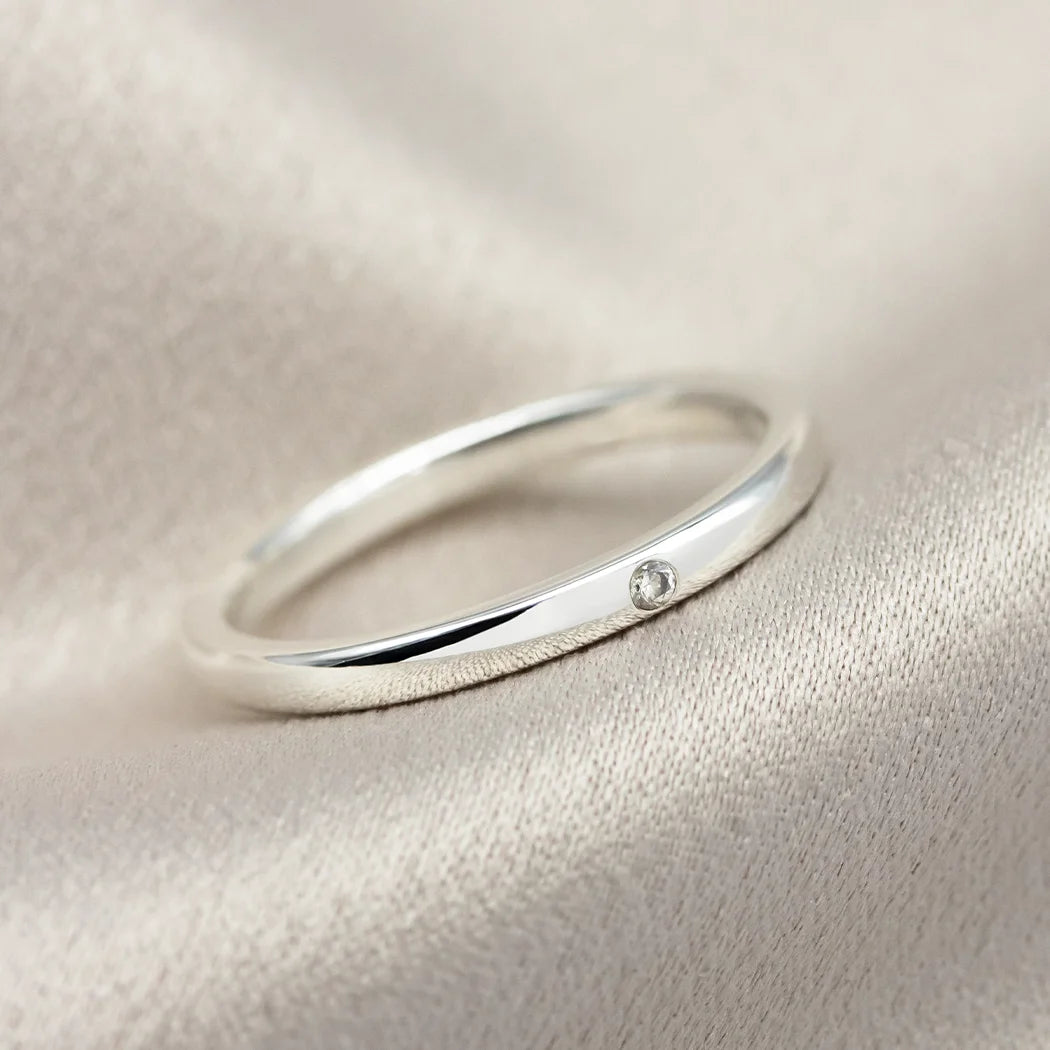 Sterling Silver Single Stone Ring - Della