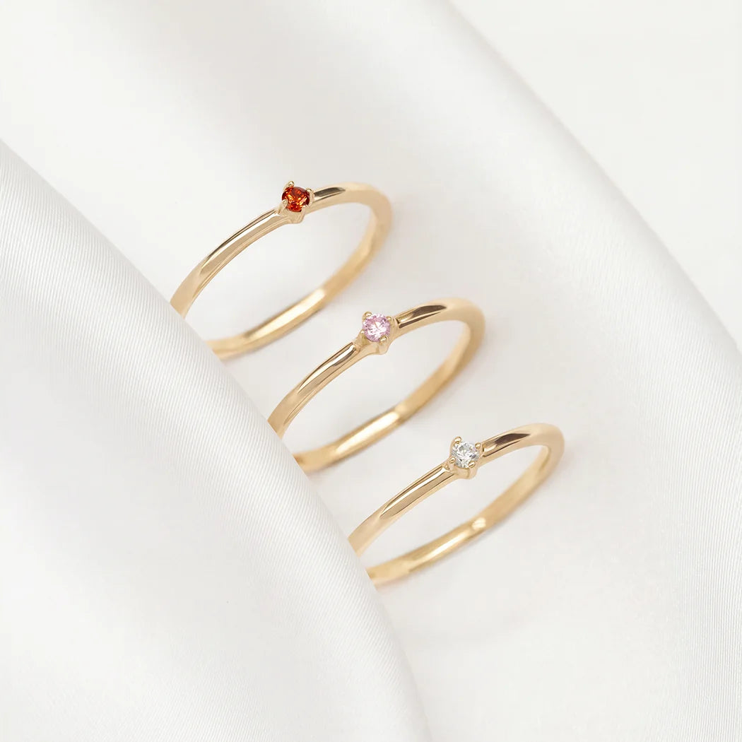 Mini Single Crystal Birthstone Ring