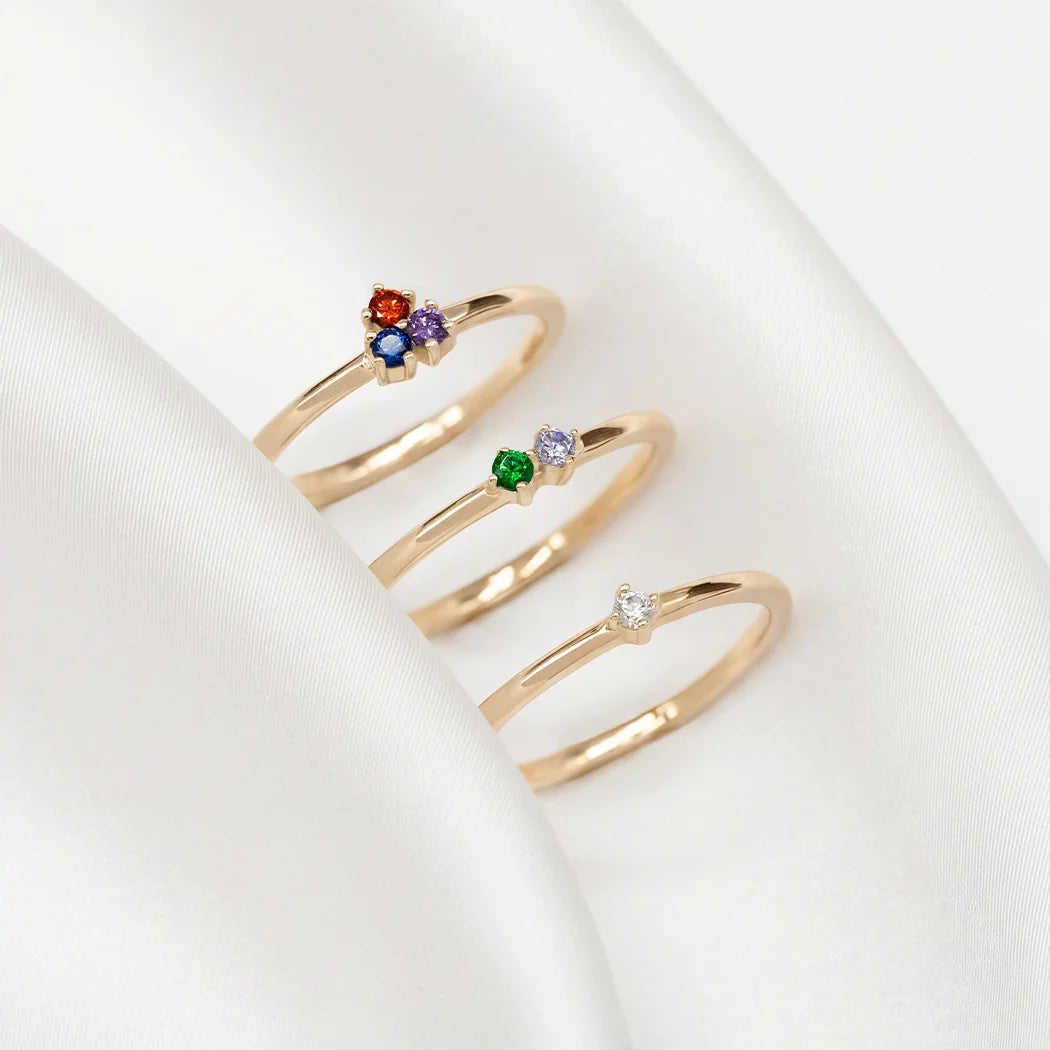 Mini Two Stone Crystal Birthstone Ring