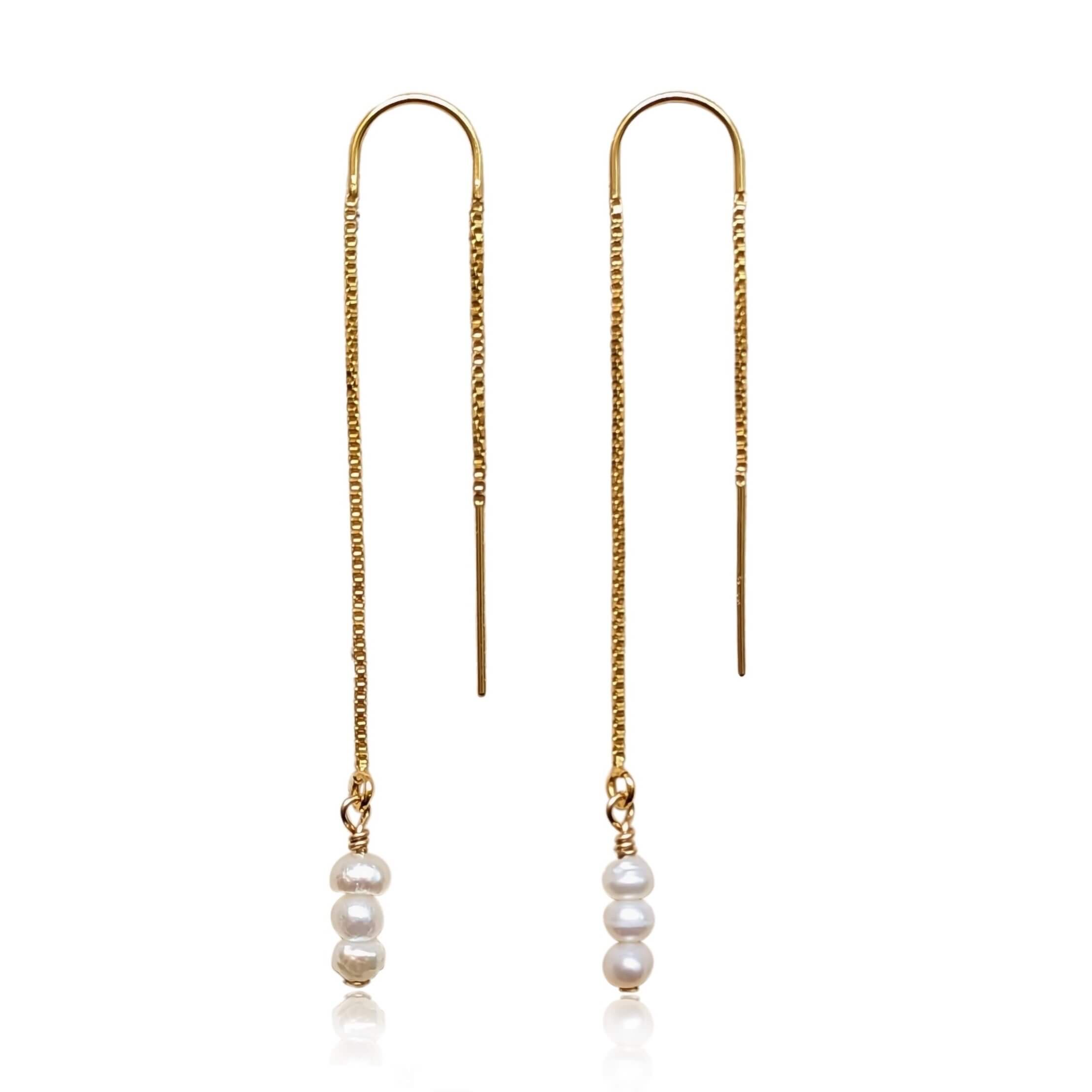 Mila Tiny Pearl Threader Earrings