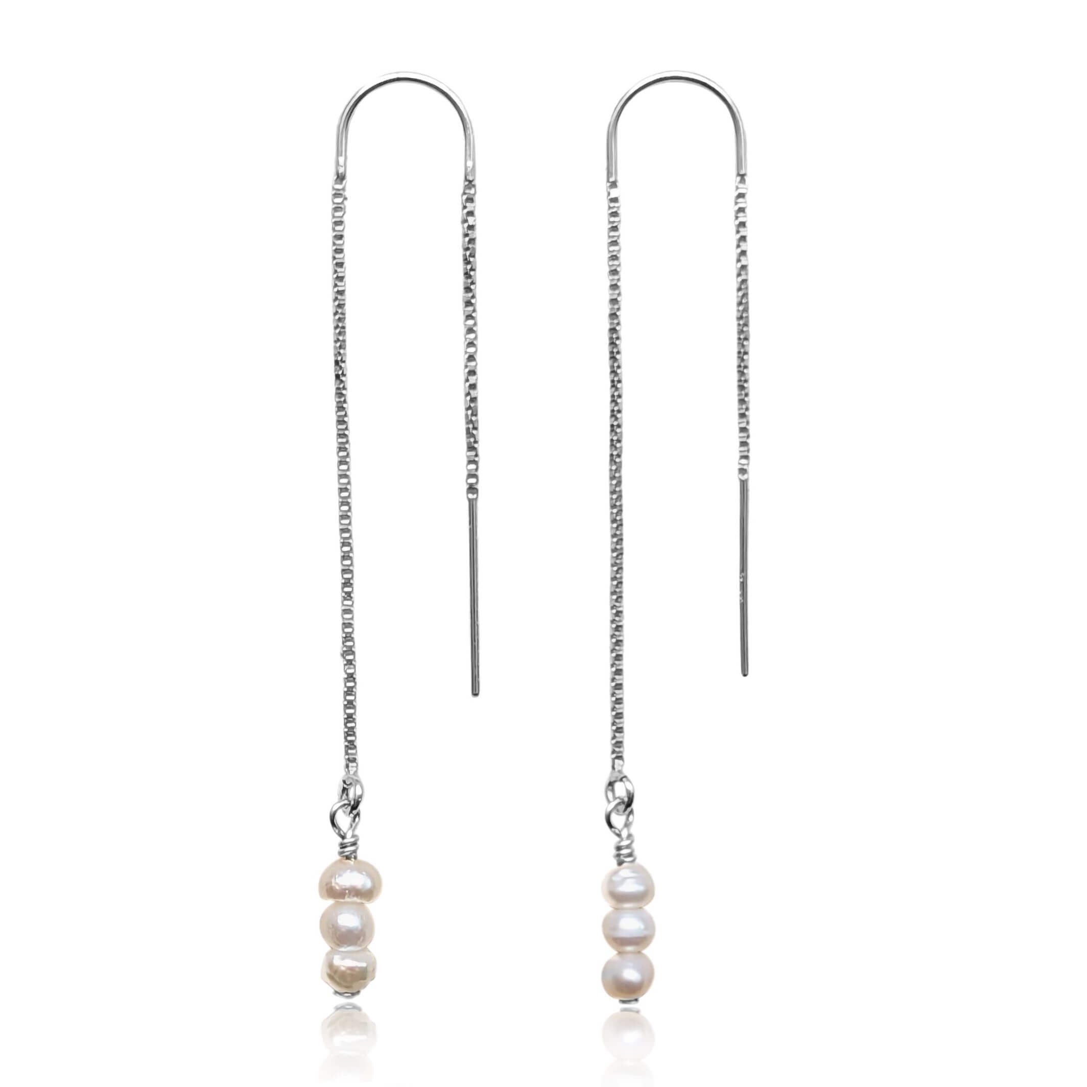 Mila Tiny Pearl Threader Earrings
