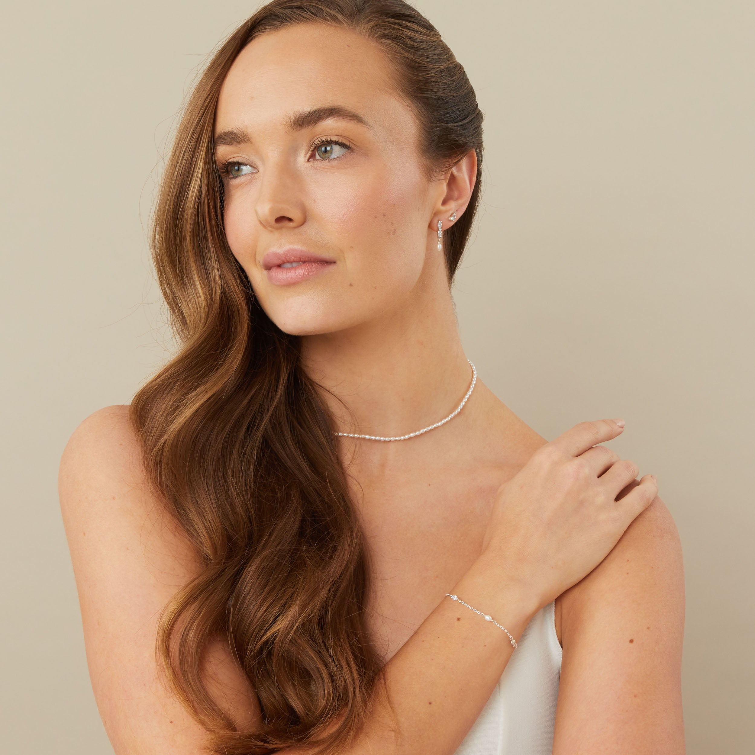 Tiny Crystal Marquise Pearl Stud Earrings - Mira