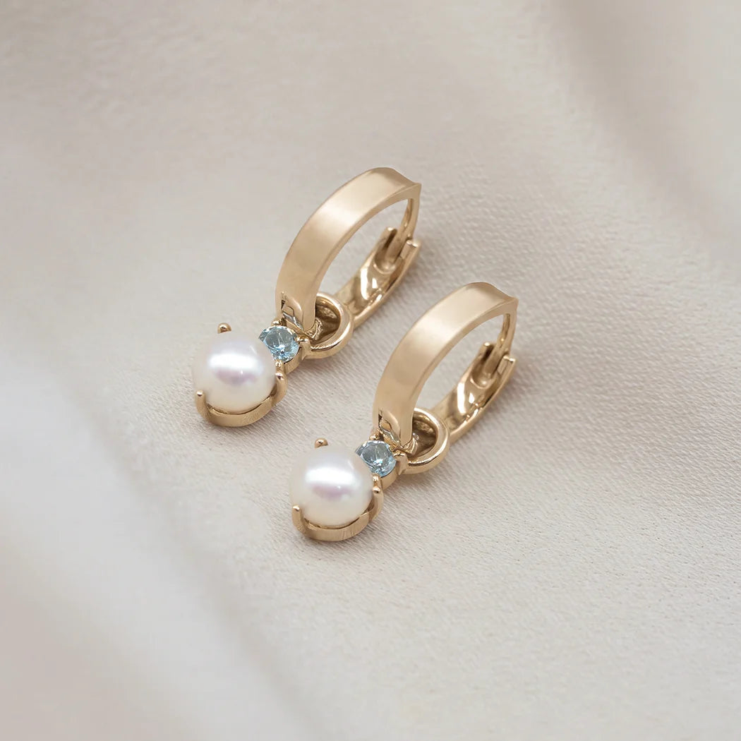 Something Blue Pearl Huggy Hoops