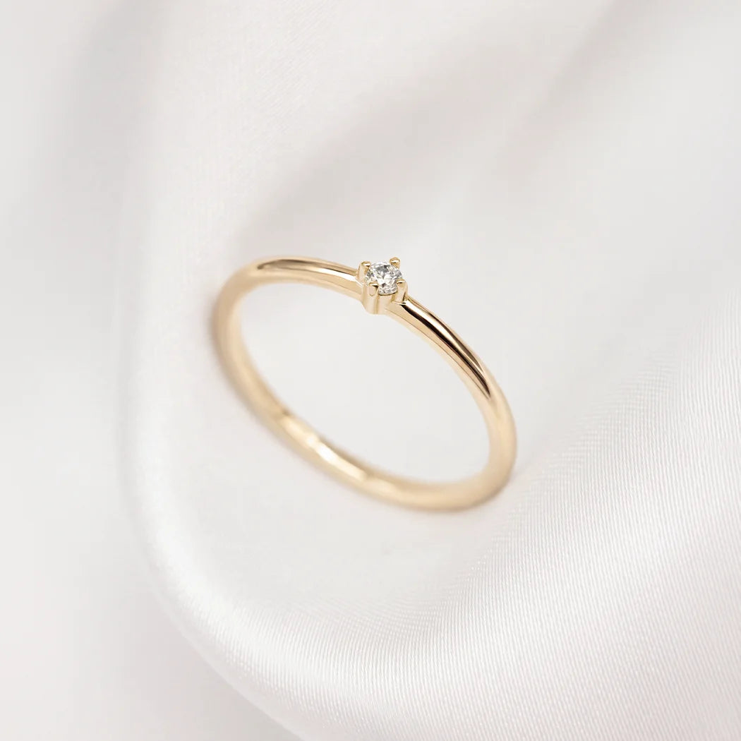 Mini Single Crystal Birthstone Ring