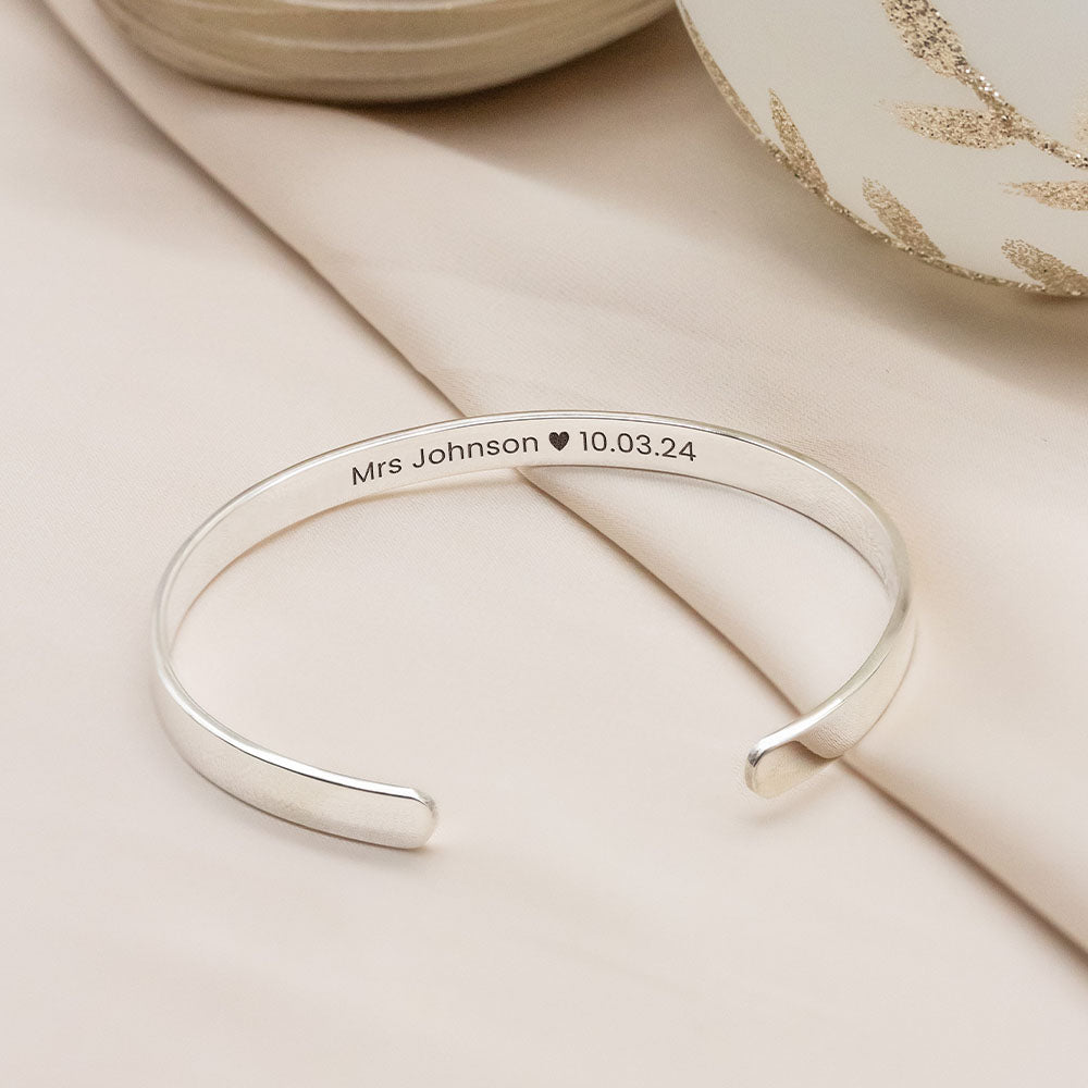 Personalised bangle for wedding day 