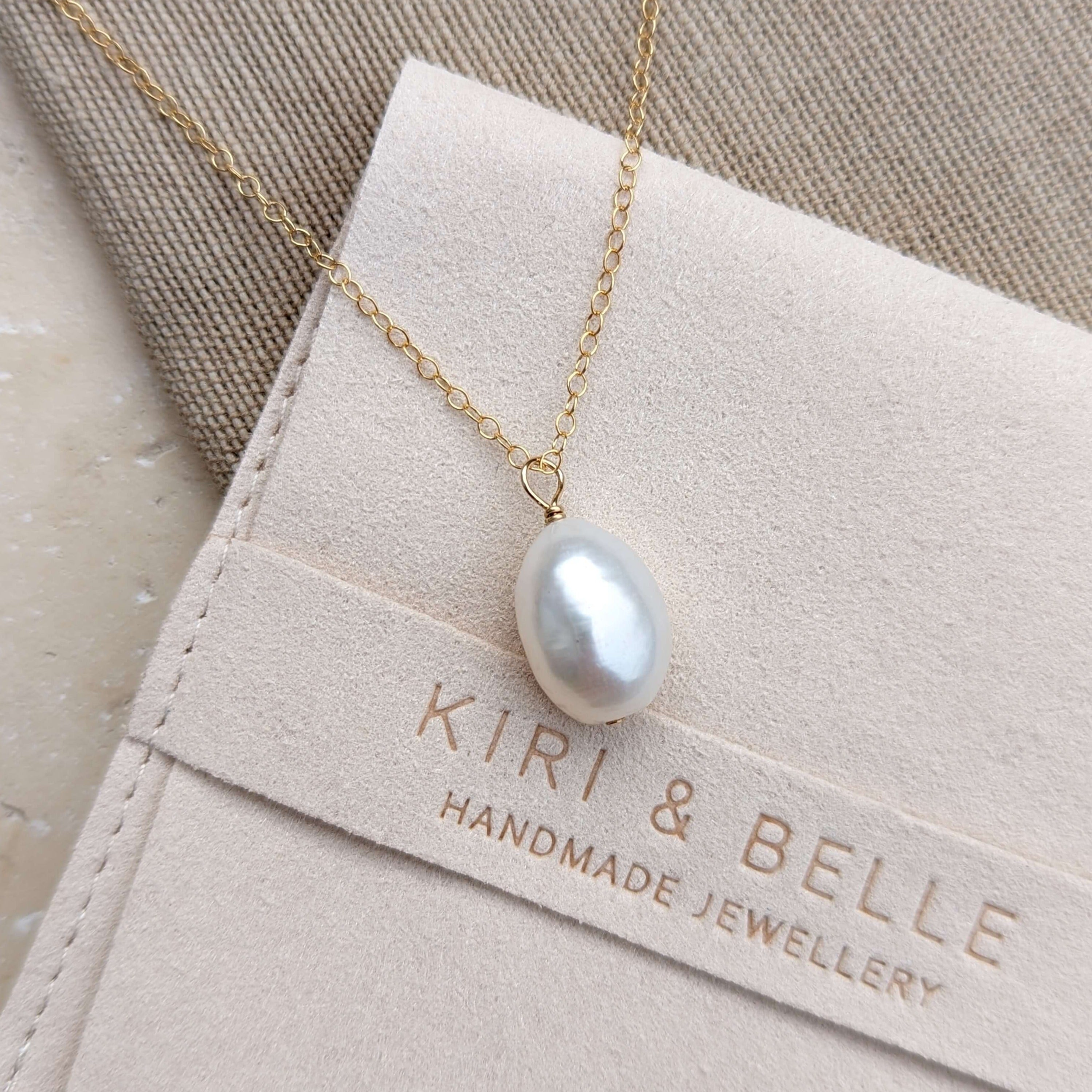 baroque pearl pendant necklace in gold filled