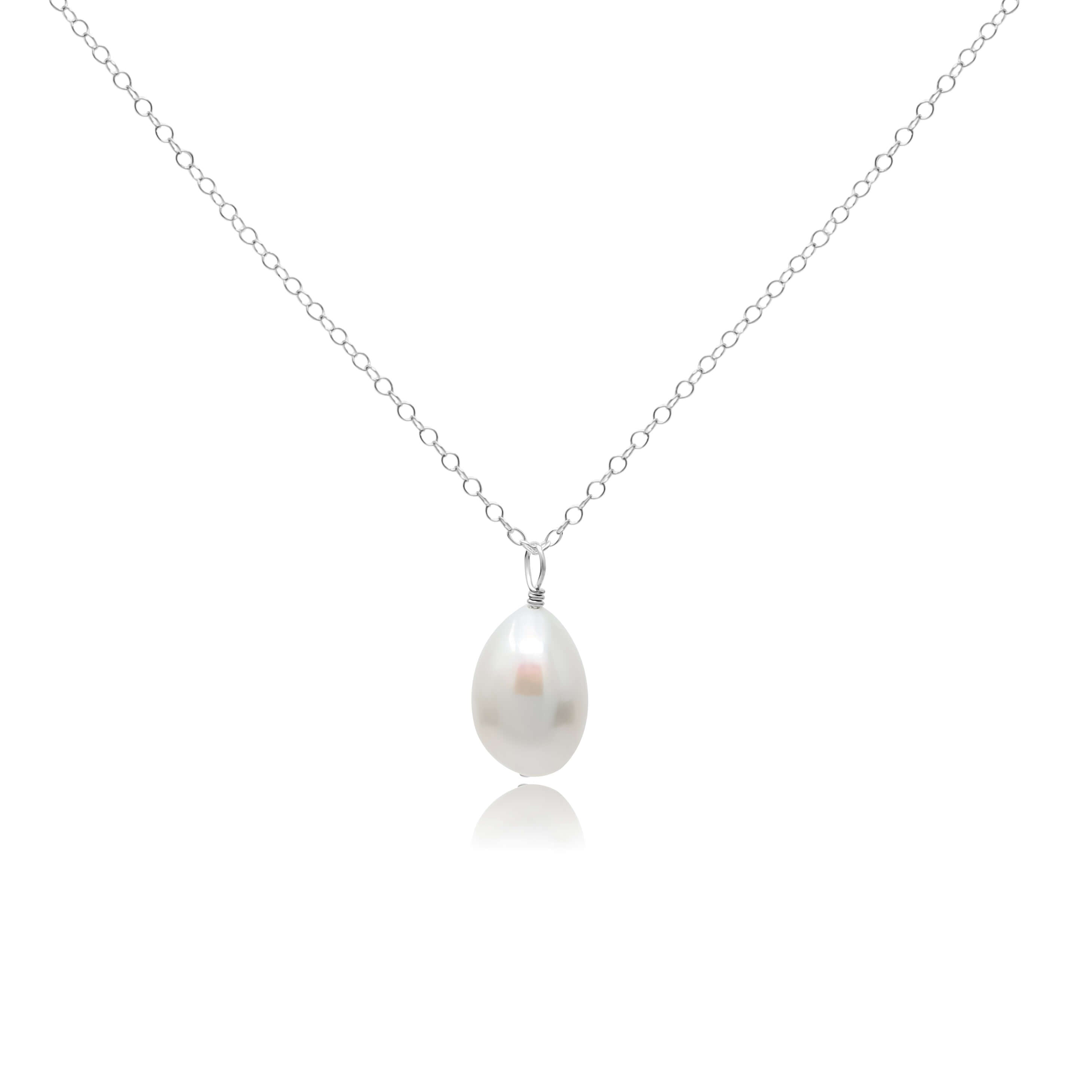 Baroque pearl pendant hanging on sterling silver chain necklace