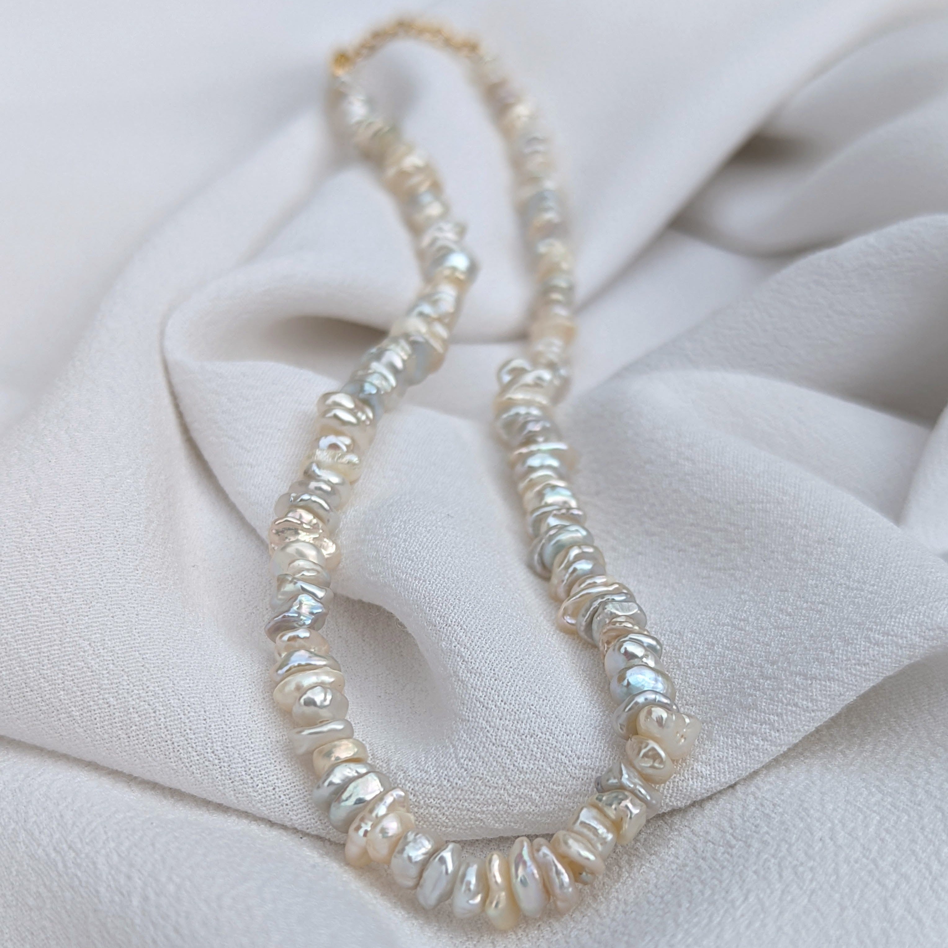 Irregular keshi pearl necklace