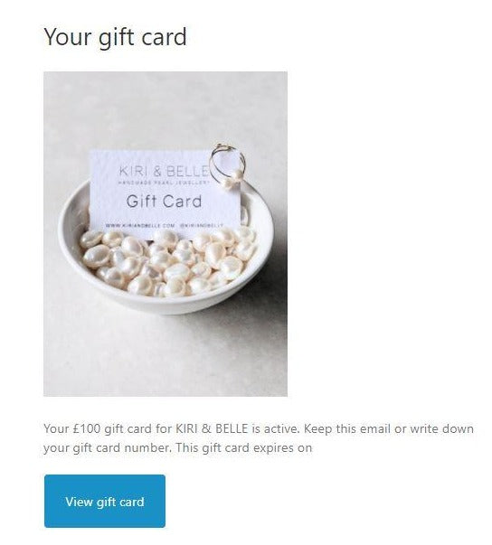 Kiri & Belle Gift Card Email