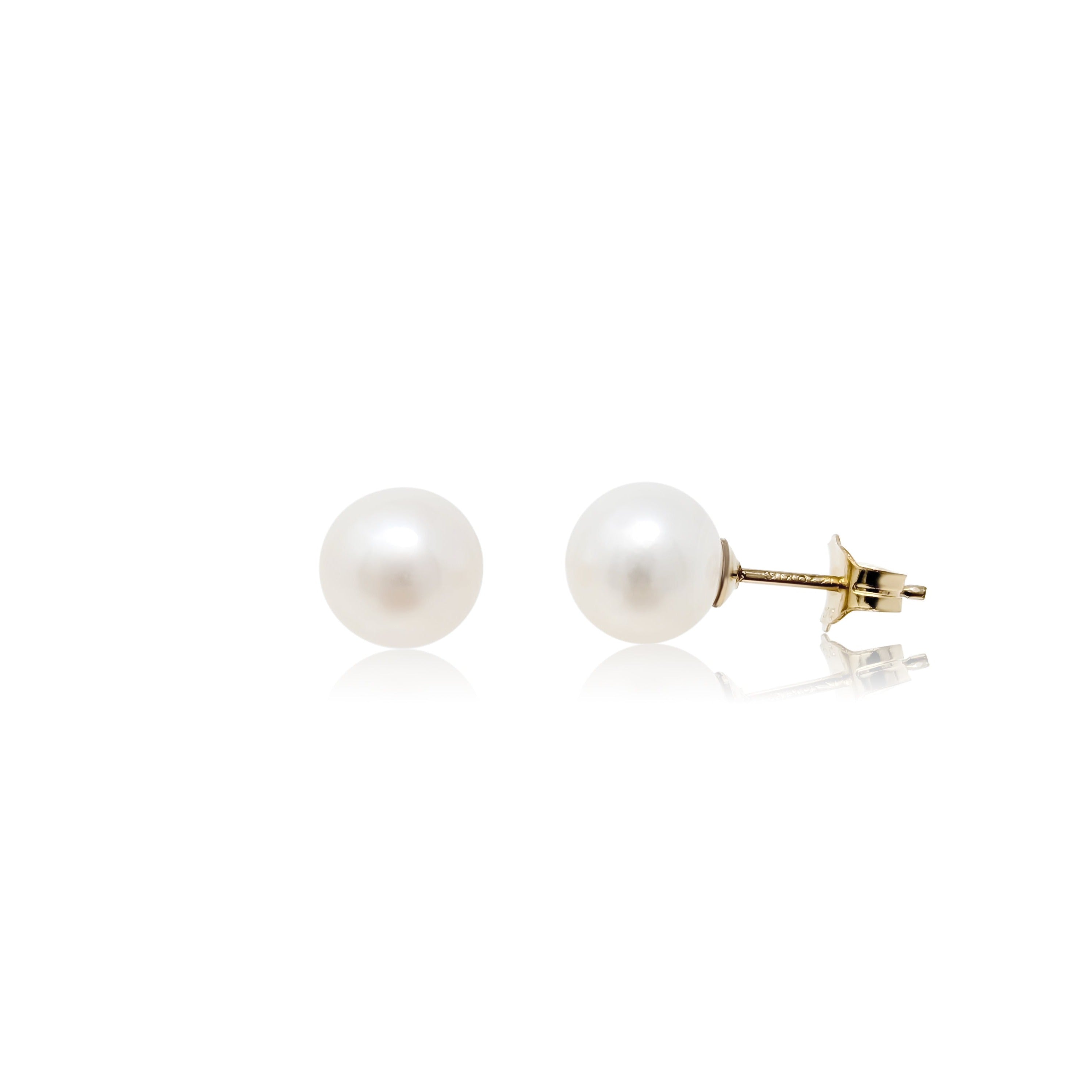 Gold filled Luna stud earrings white background