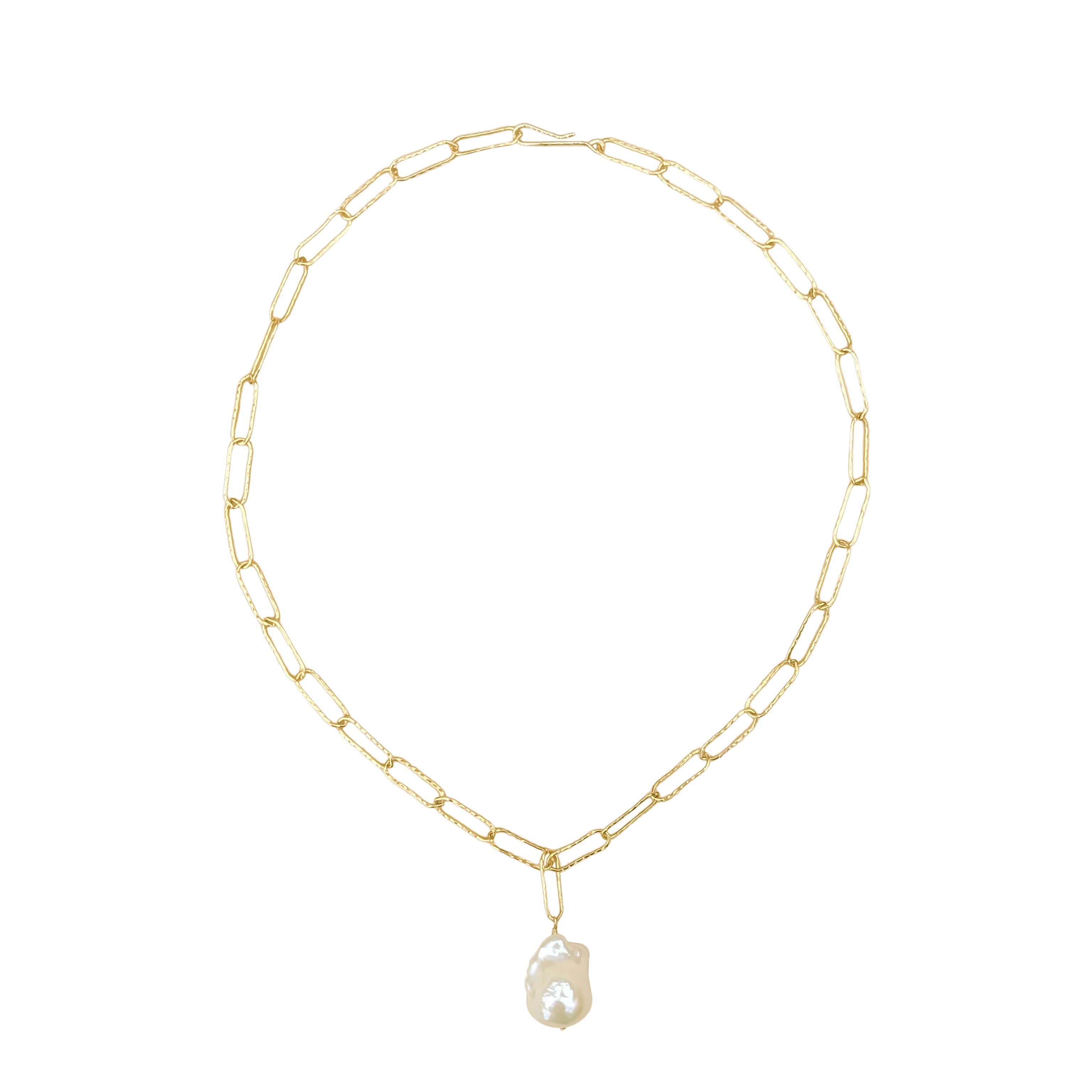 Nova Paperclip Chain Large Pearl Necklace