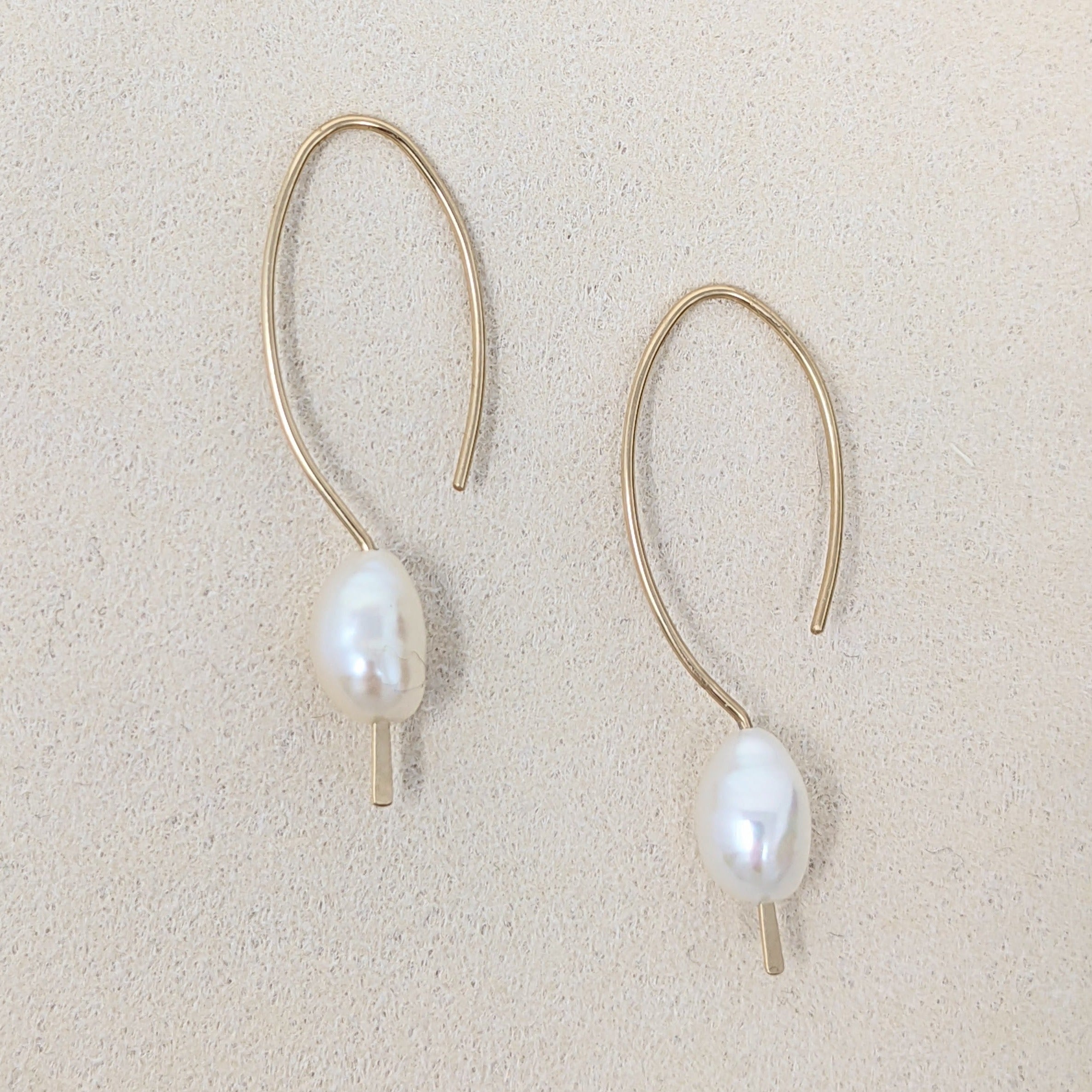 Pearl pull through wire earrings gold filled