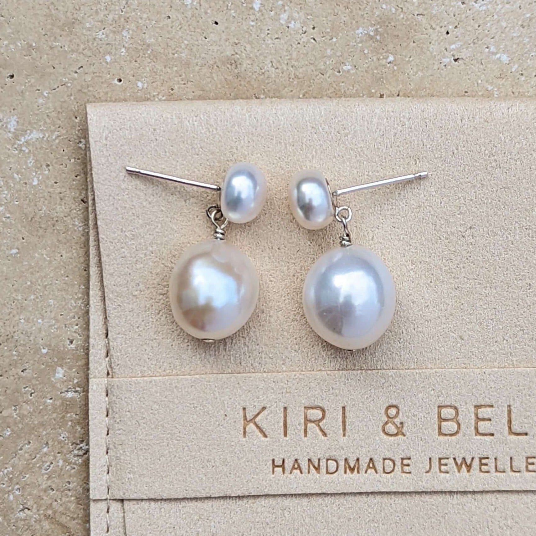 Sterling silver pearl drop stud earrings