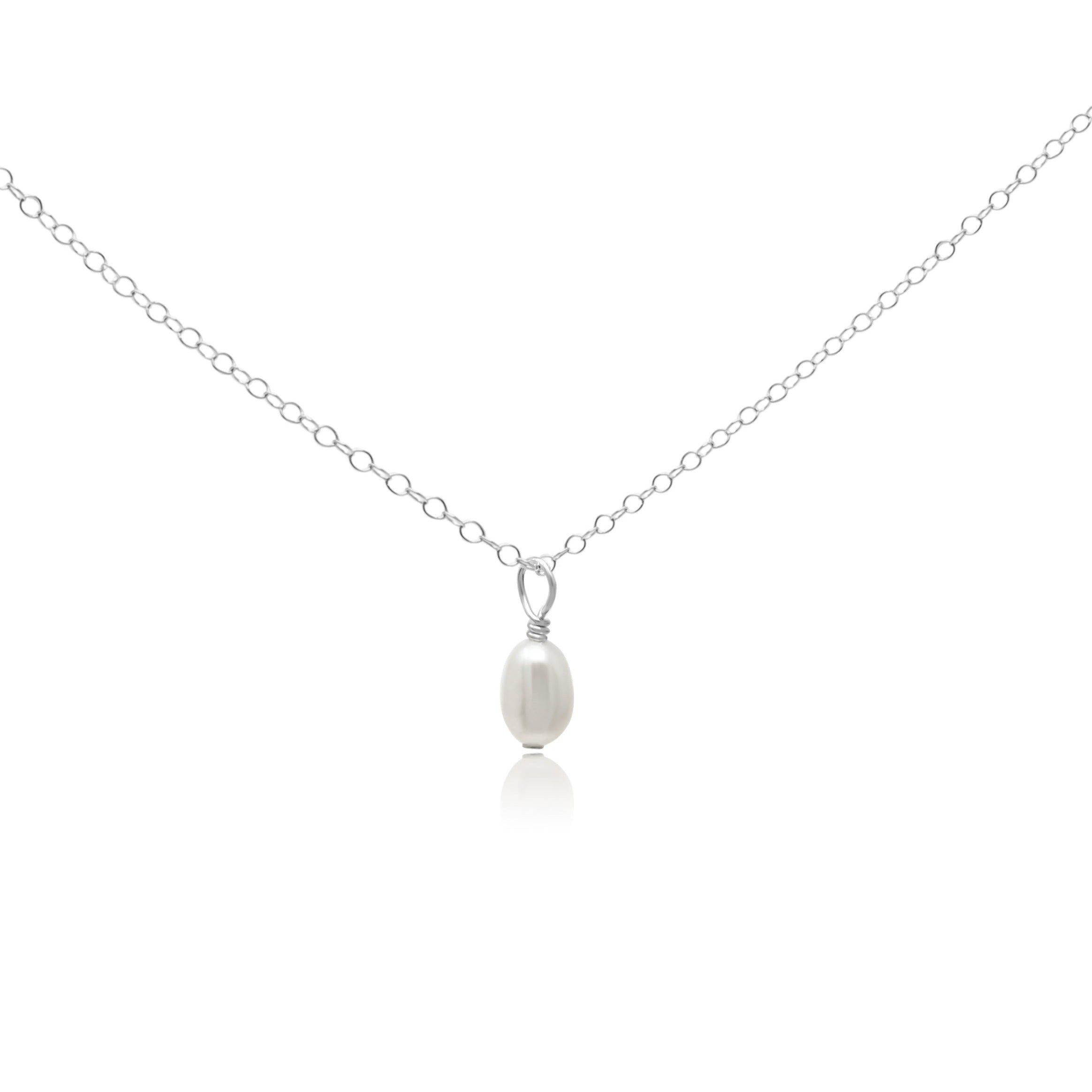 Small pearl pendant necklace with sterling silver chain